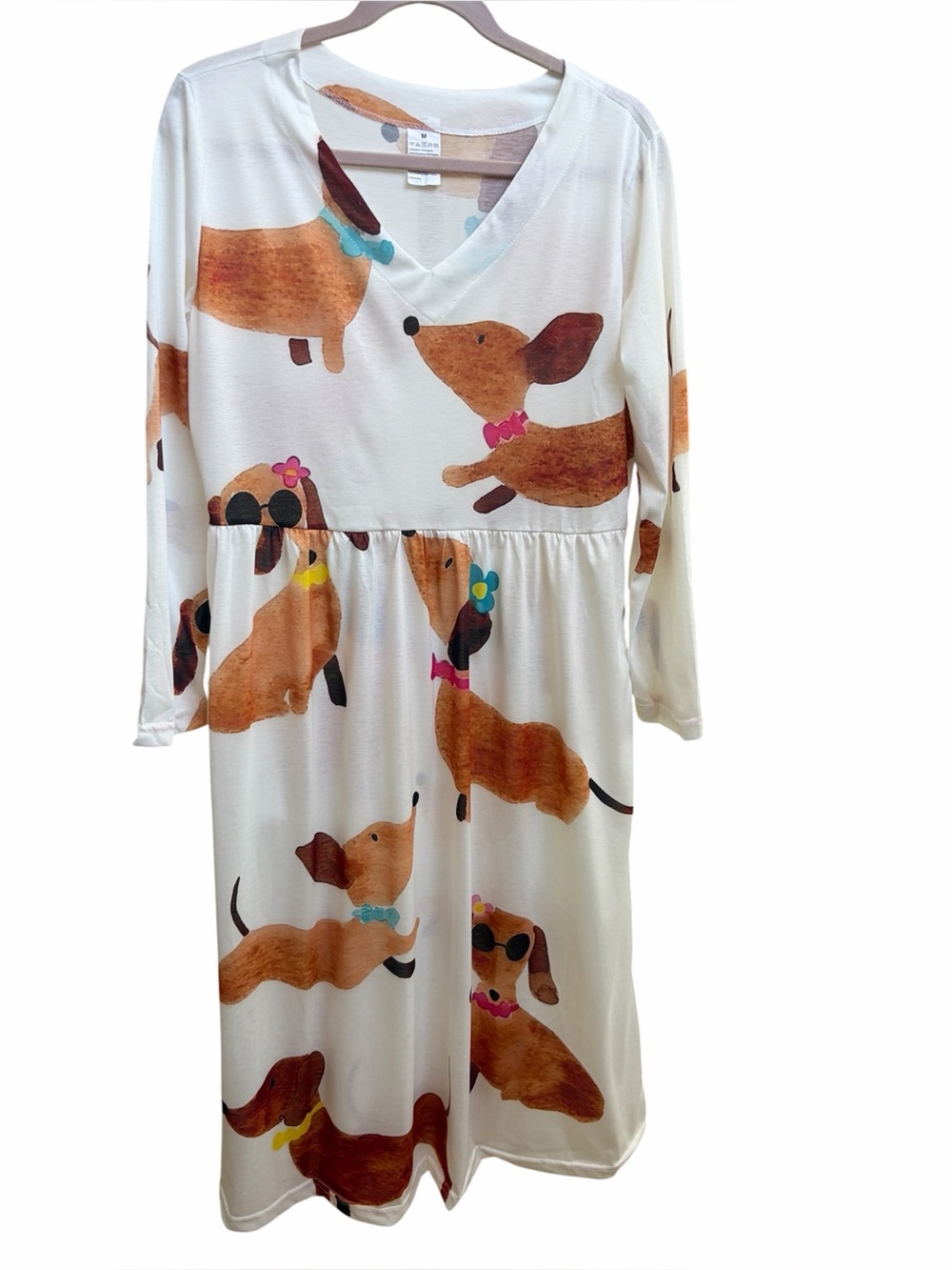 Dachshund dress medium maxi off-white pockets